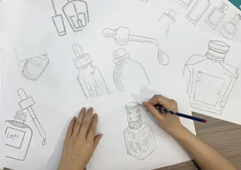 Perfume bottle design proposal sketch